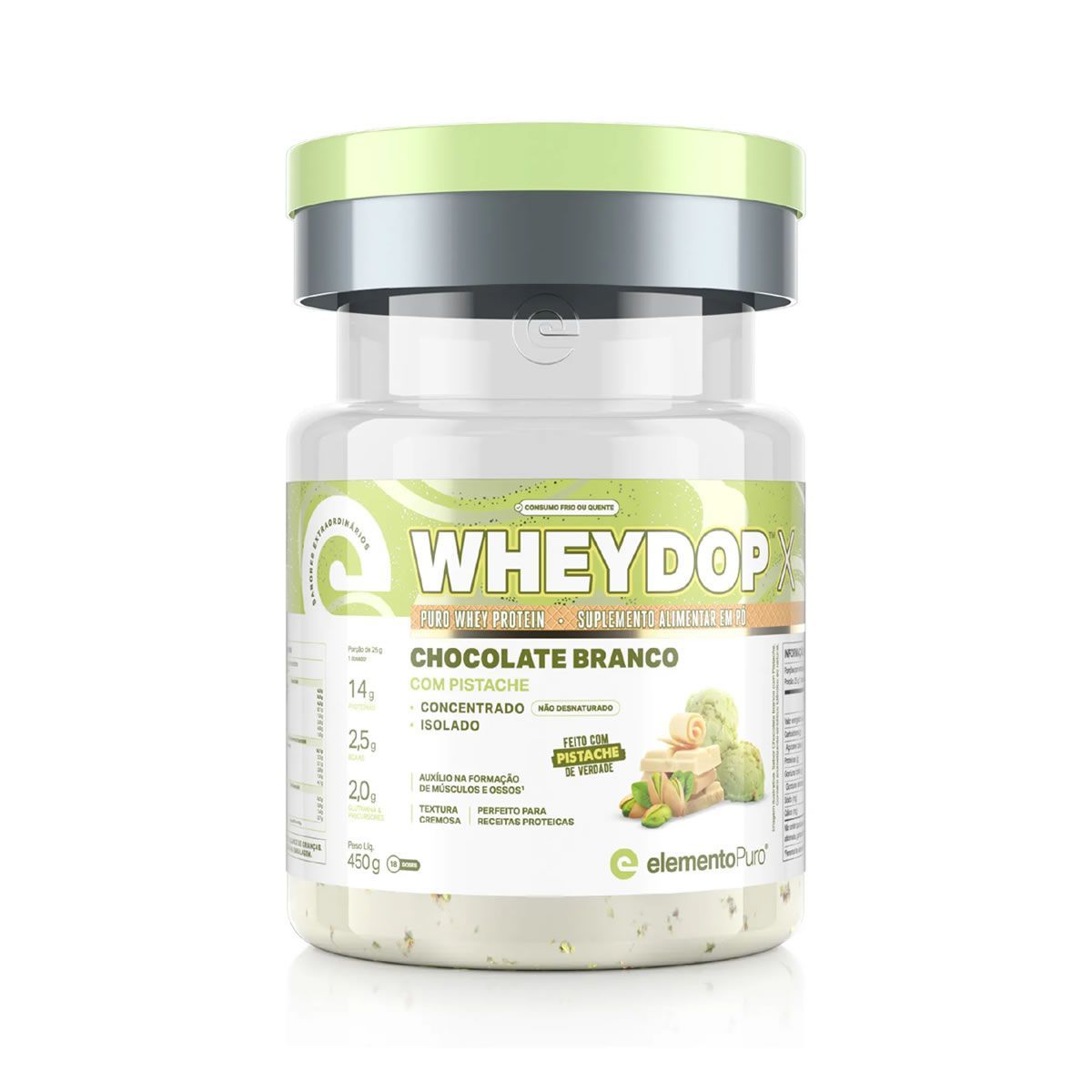 WheyDop X - 450g Chocolate Branco Com Pistache - ElementoPuro