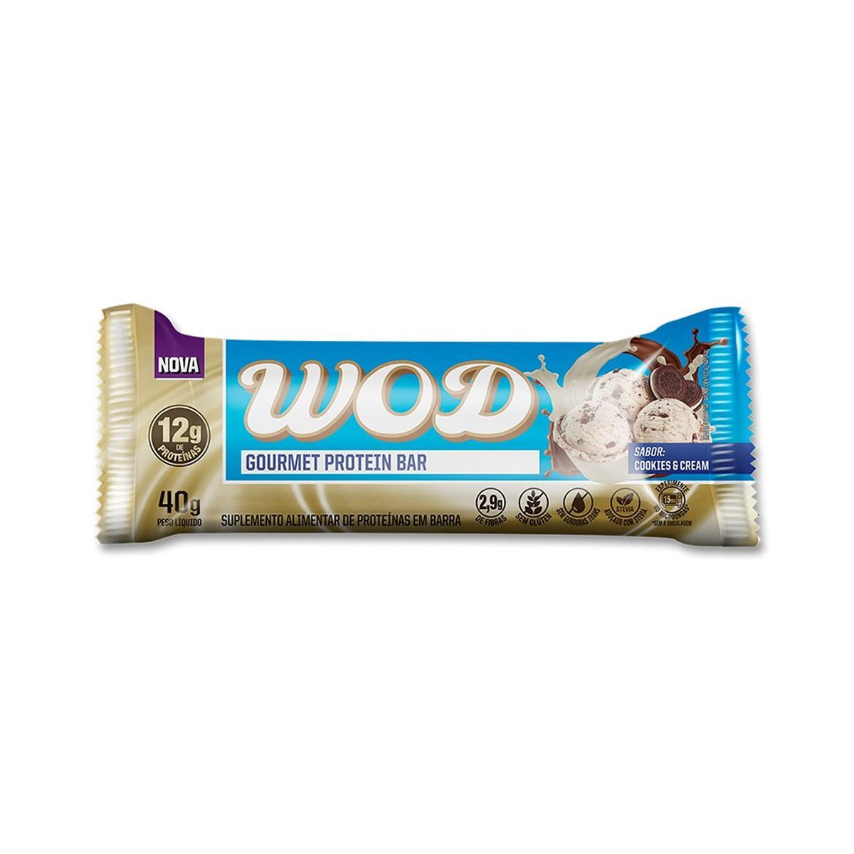 Wod Gourmet Protein Bar - 1 Unidade de 40g Cookies & Cream - Wod Nutrition