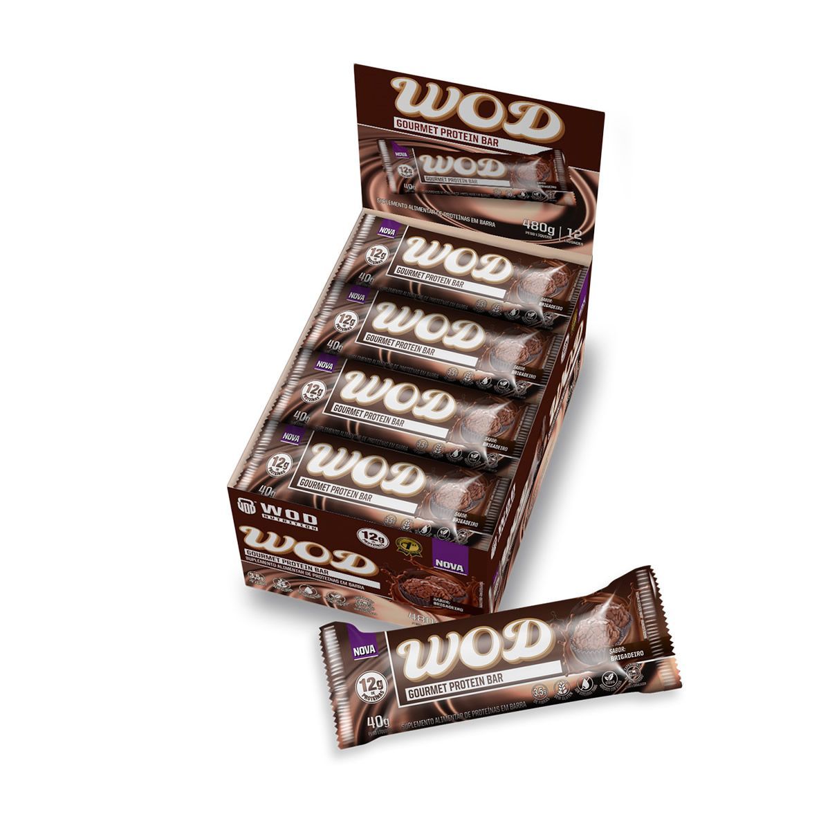 Wod Gourmet Protein Bar - 12 Unidades de 40g Brigadeiro - Wod Nutrition