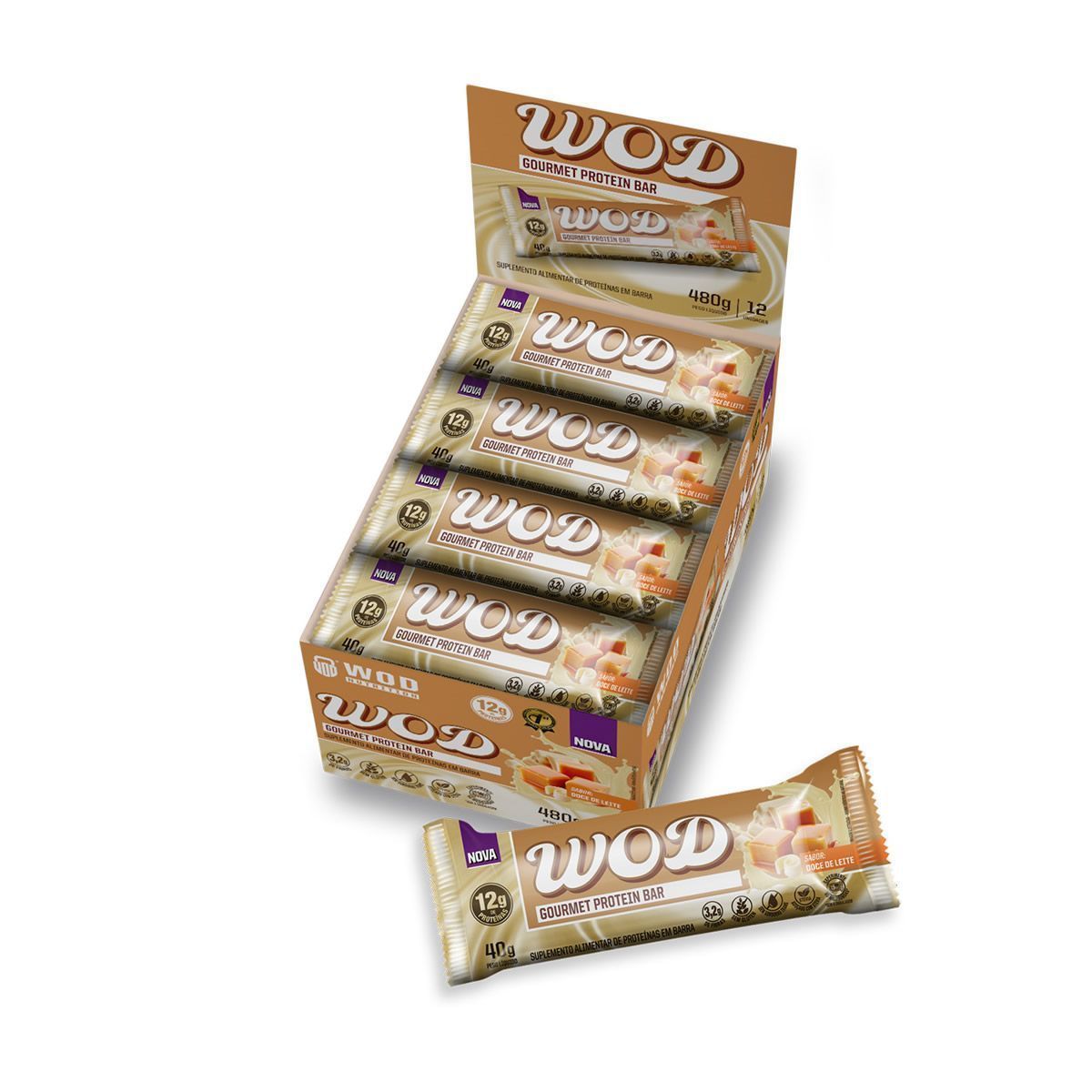 Wod Gourmet Protein Bar - 12 Unidades de 40g Doce de Leite - Wod Nutrition