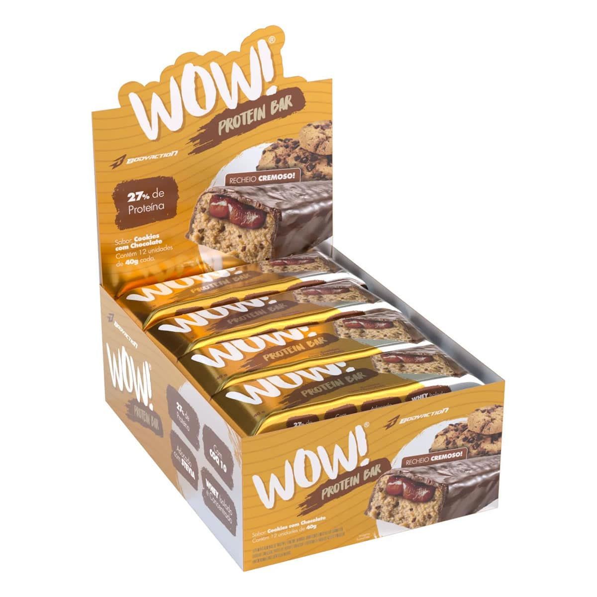 Wow Protein Bar - 12 Unidades 40g Cookies com Chocolate - BodyAction