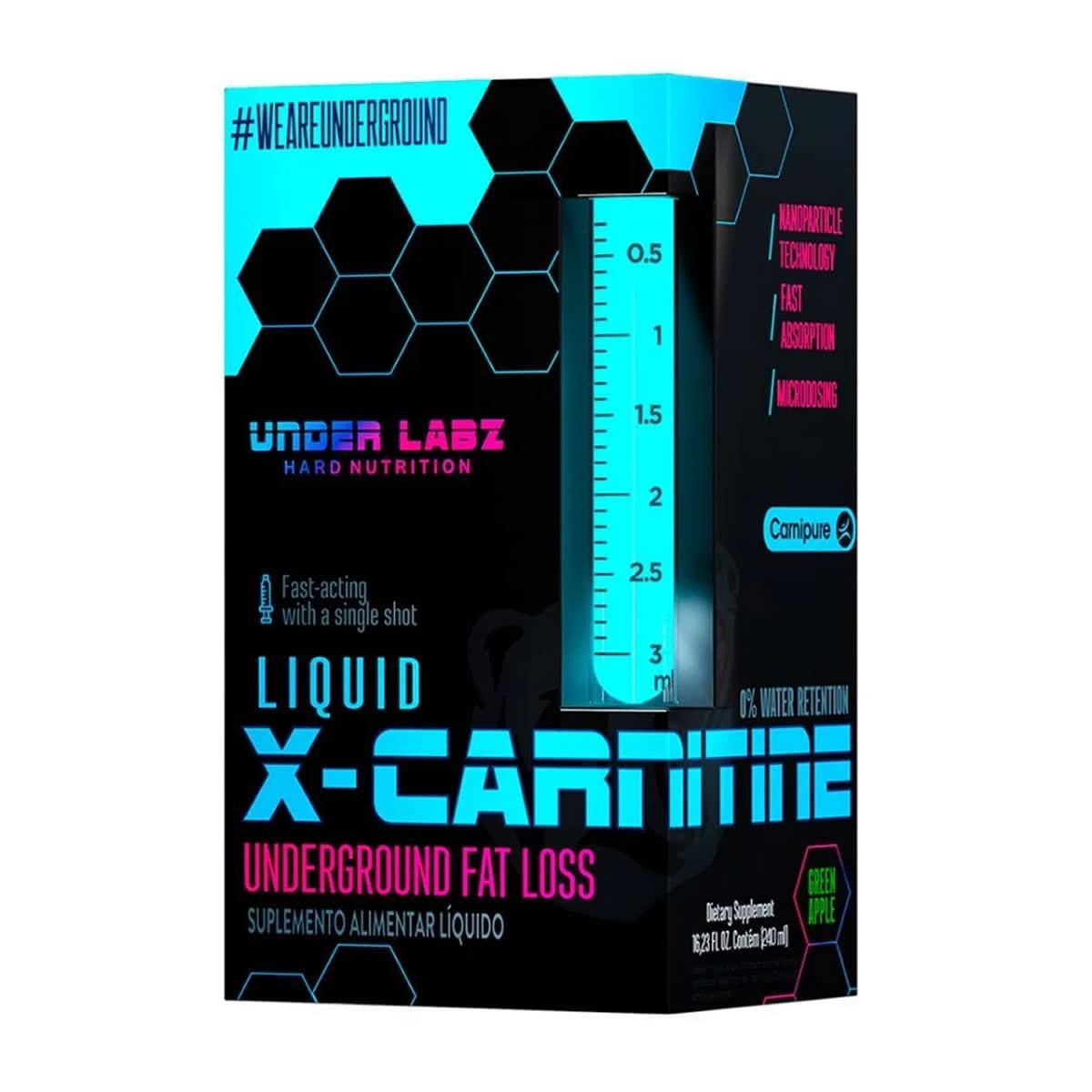 X-Carnitine Liquid - 240ml Green Apple - Under Labz*** Data Venc. 30/10/2023
