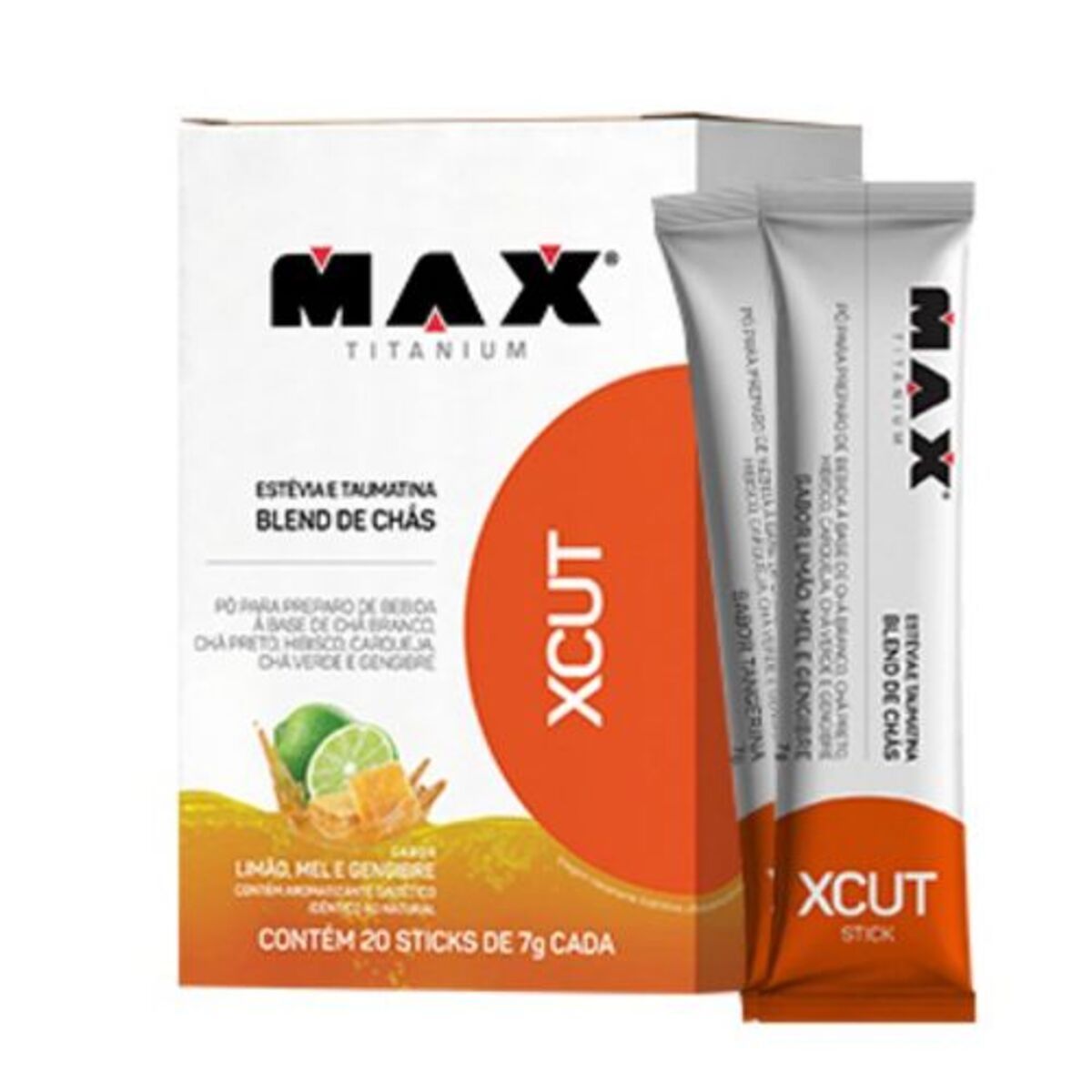 XCUT - 20 Sticks de 7g Lim�o, Mel e Gengibre - Max Titanium