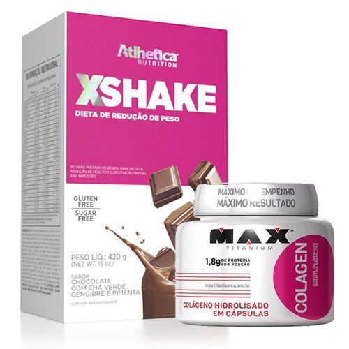 Xshake 420g Chocolate + Colagen 100 C�psulas - Max Titanium