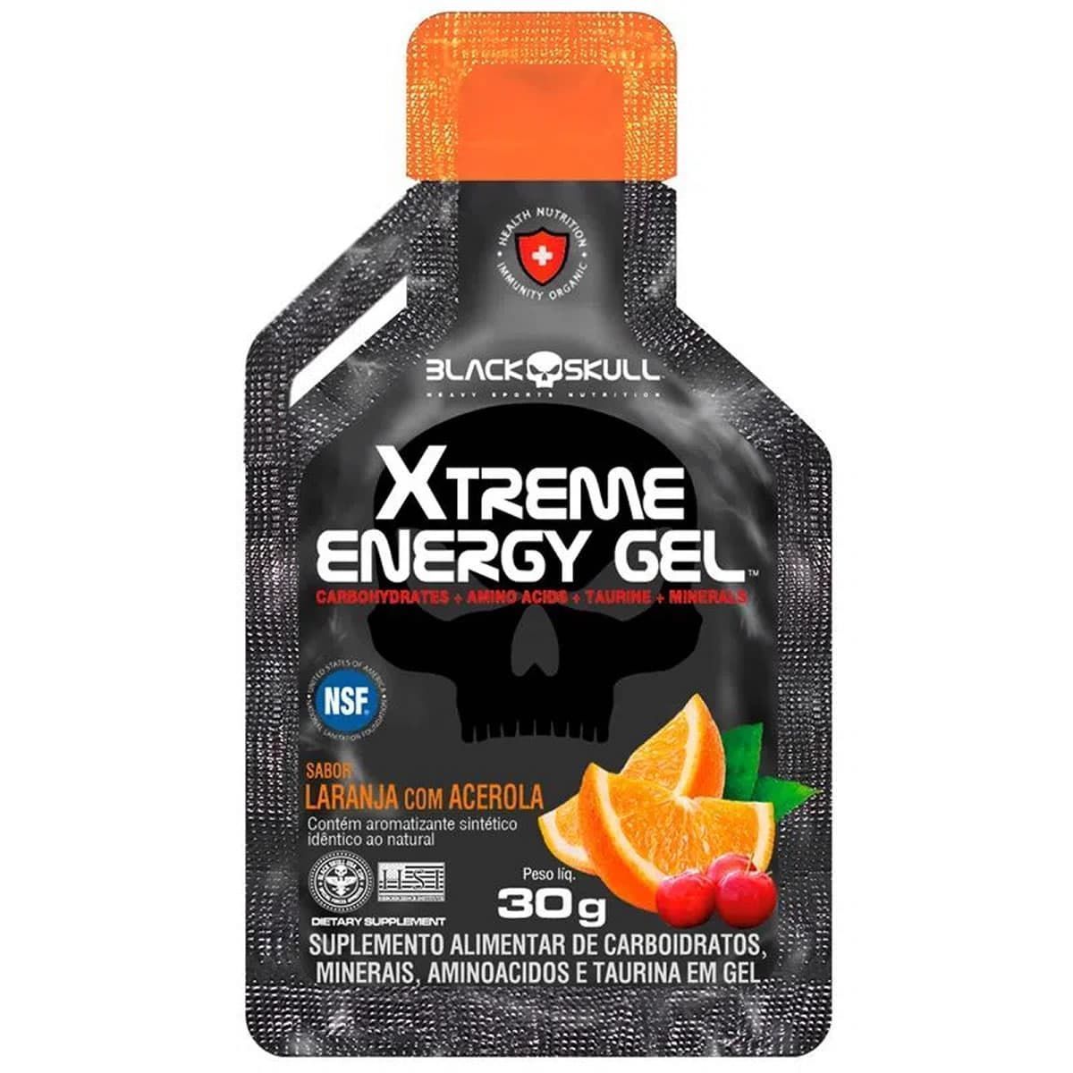 Xtreme Energy Gel - 1 Sach� 30g Laranja com Acerola - Black Skull