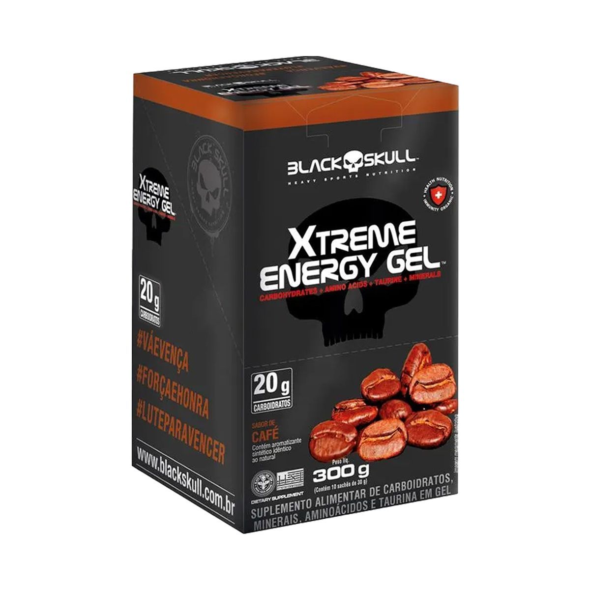 Xtreme Energy Gel - 10 Sach�s 30g Caf� - Black Skull