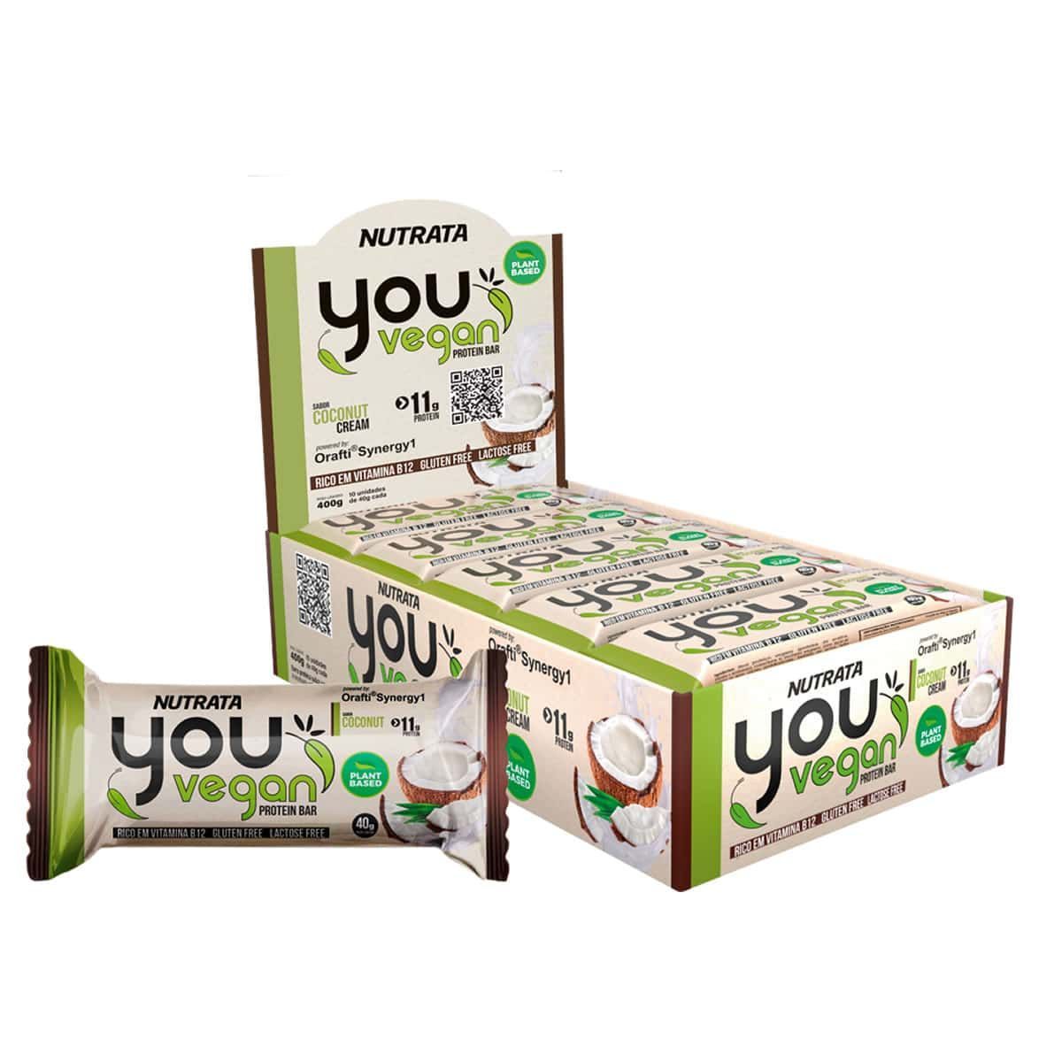 You Vegan Protein Bar - 10 Unidades 40g Coconut Cream - Nutrata
