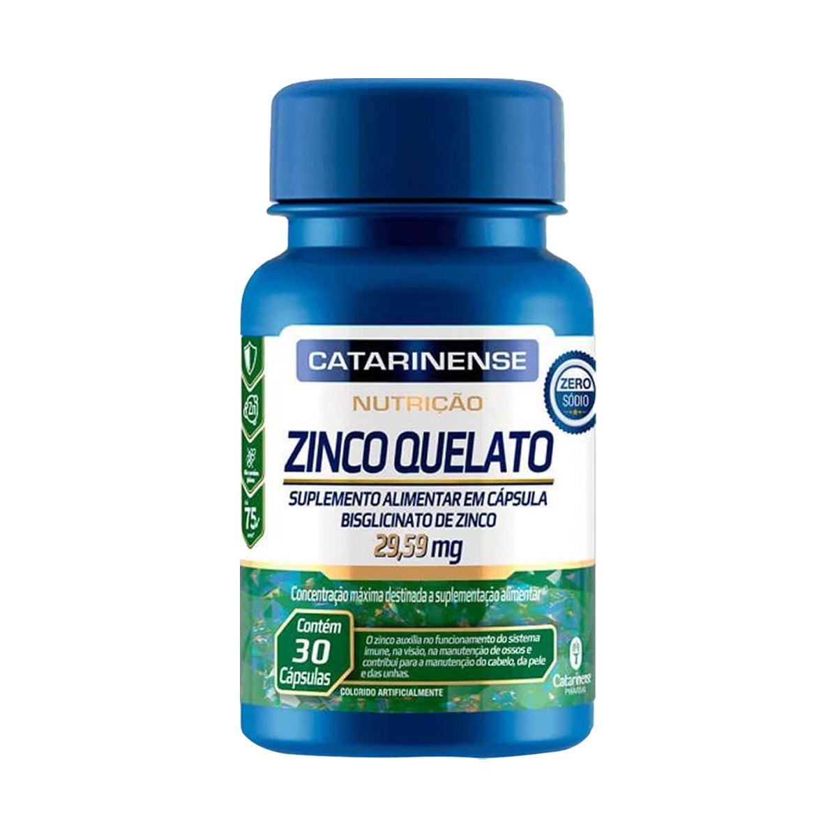 Zinco Quelato - 30 C�psulas - Catarinense Nutri��o