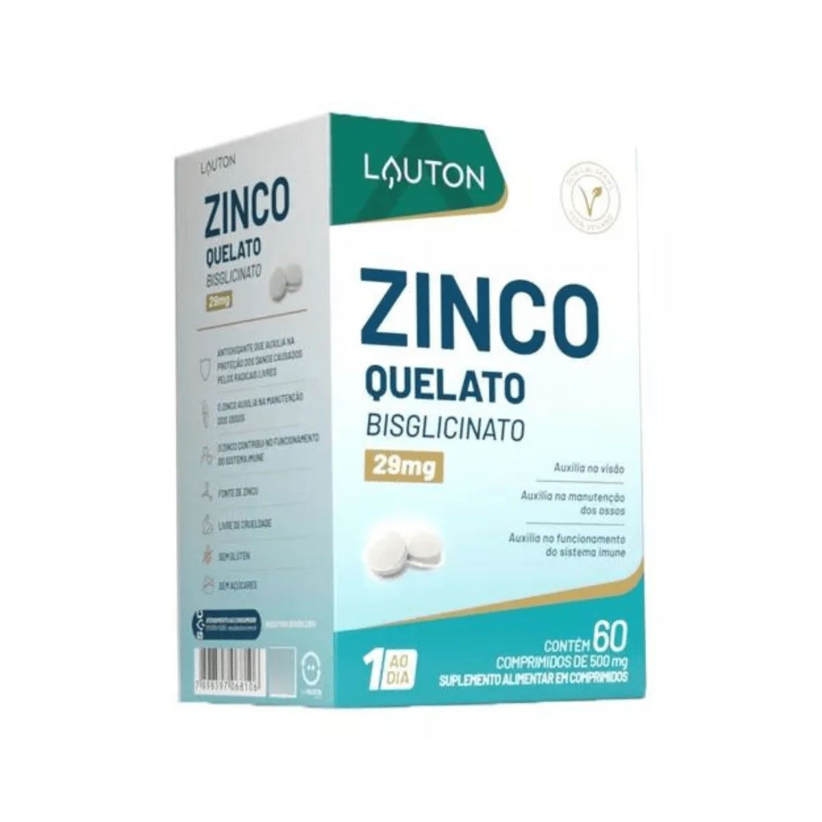 Zinco Quelato - 60 Comprimidos - Lauton Nutrition