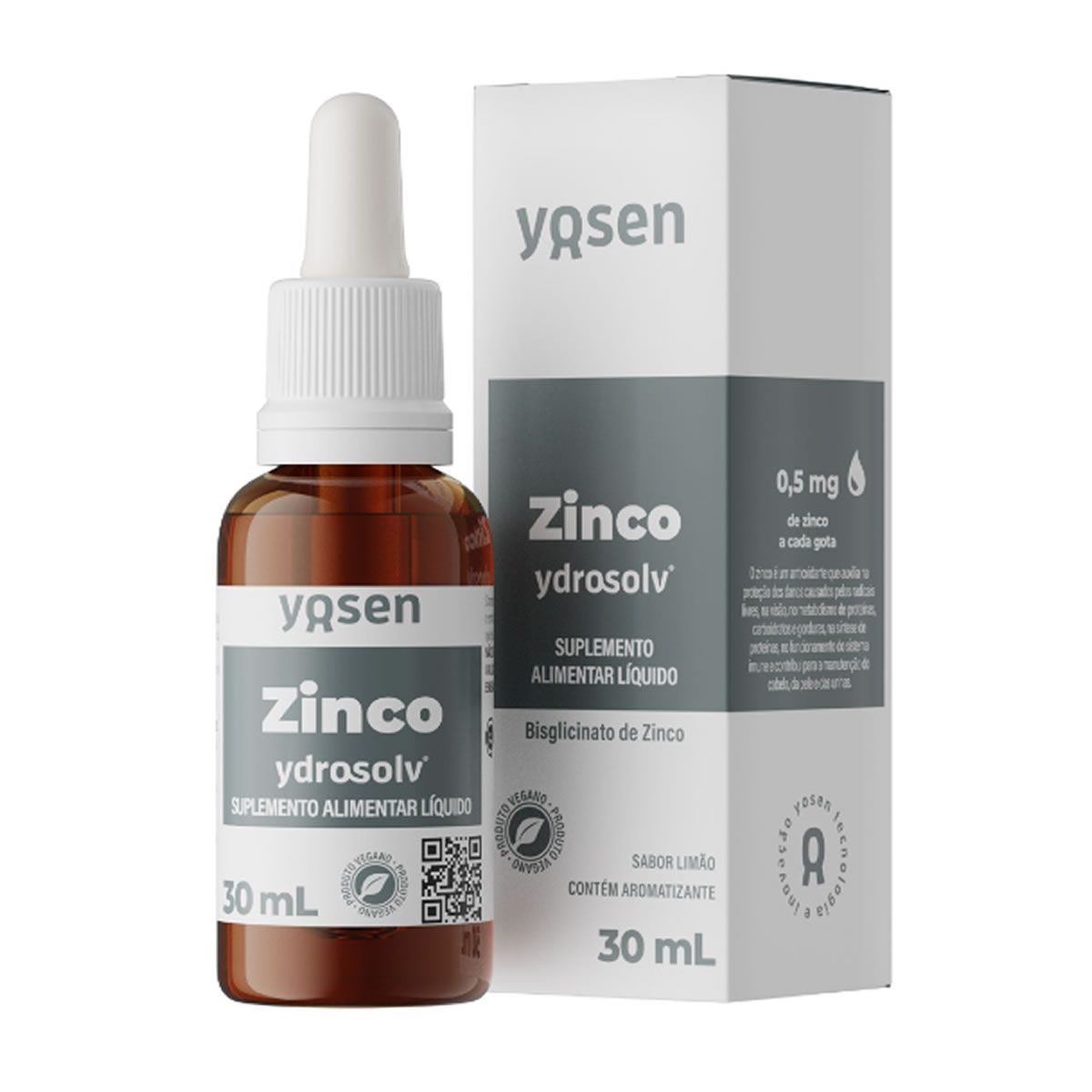 Zinco Ydrosolv - 30ml Gotas  Lim�o - Yosen